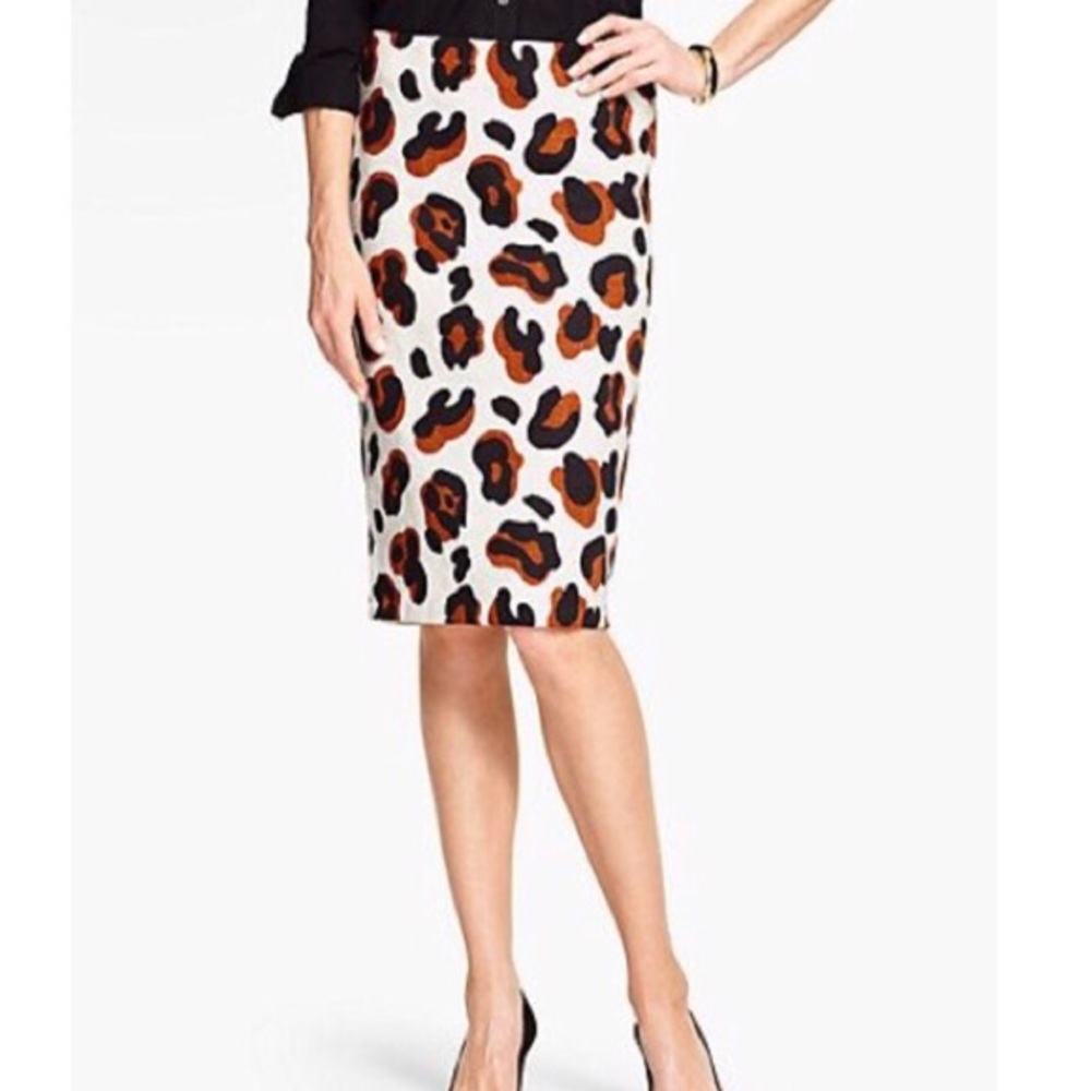 Talbots Leopard Pencil White Skirt Sz 4